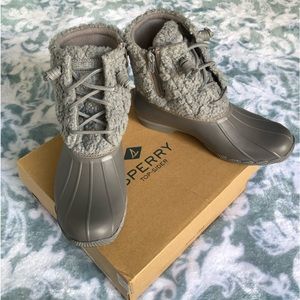 Sperry Saltwater Duck Boots Grey Sherpa 7.5